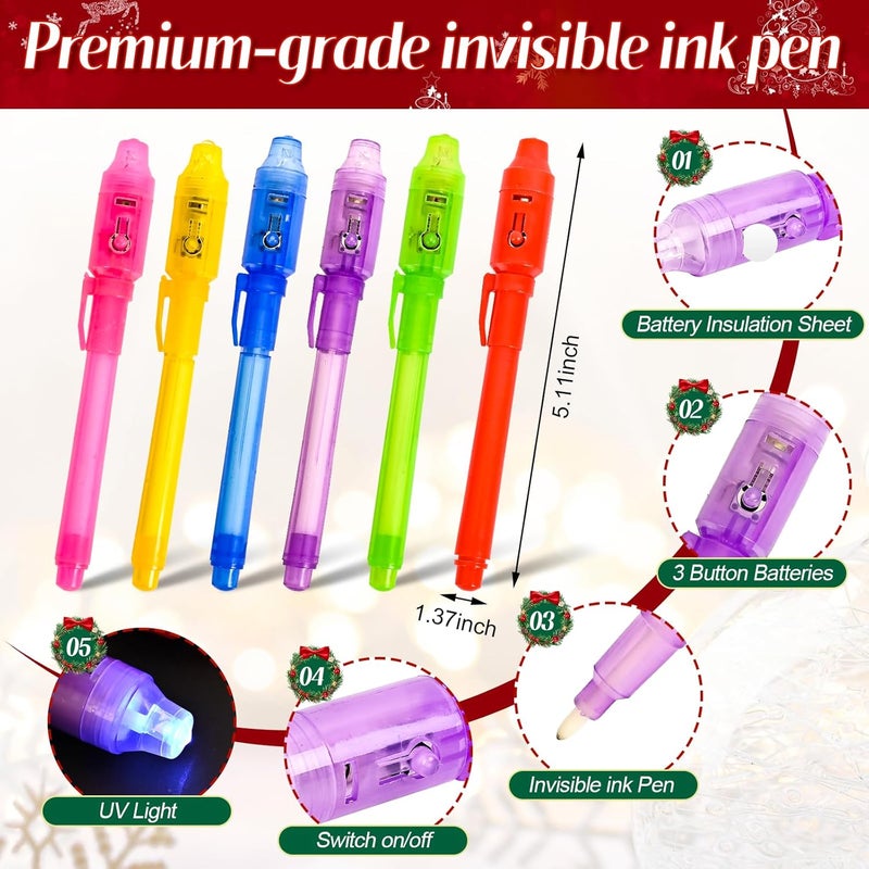 EODVICS Invisible Ink Pen, Upgraded Spy Invisible Ink Pen with UV Light Magic Marker for Secret Message and Kids Christmas Goodies Bags Toy (6pcs) - Image 3